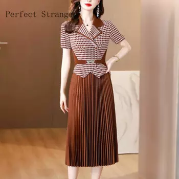 Новинка лета 2024, женское стройнящее платье Sanzhai с коротким рукавом