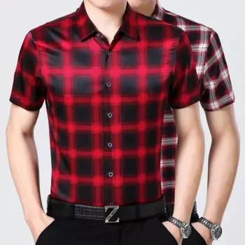 Новинка Летняя шелковая мужская рубашка для молодых и средних лет повседневная одежда деловая повседневная мужская шелковая рубашка с рукавом до локтя