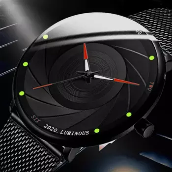 Новинка! Модные светящиеся мужские часы с сетчатым ремешком, мужские деловые кварцевые часы с сетчатым ремешком
