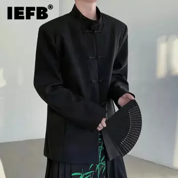Новинка, модный мужской блейзер IEFB в китайском стиле, красивая блейзер с узлом и пряжкой, темная Мужская одежда, осень 9C7162