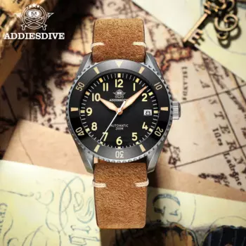 Новинка мужские часы ADDIESDIVE с ремешком сапфировые автоматические часы Япония NH35 светящиеся наручные часы Роскошные Водонепроницаемые наручные часы в стиле ретро