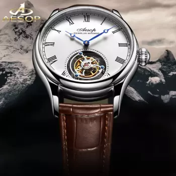 Новинка, мужские механические часы AESOP, летающие часы-скелетоны с турбийоном, мужские часы, мужские часы, роскошные часы ведущего бренда 7021