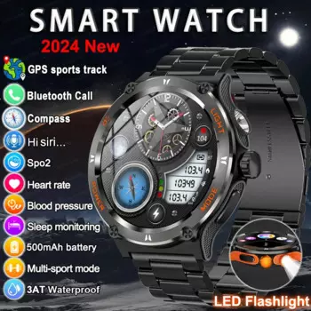 Новинка Мужские Прочные Военные умные часы Bluetooth звонки GPS трек компас 500 мАч фитнес-трекер с сердечным ритмом водонепроницаемые умные часы 3ATM