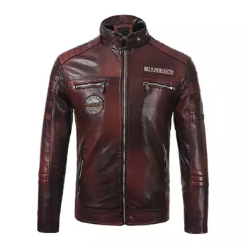 Новинка, мужское пальто из искусственной кожи, мотоциклетная одежда в европейском и американском стиле, плюшевая кожаная куртка