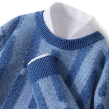 Новинка, мужской вязаный свитер из 100% шерсти с круглым вырезом, повседневный теплый мужской пуловер с цветными застежками, шерстяной свитер с длинным рукавом для осени и зимы