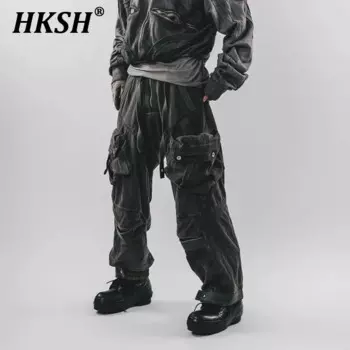 Новинка на осень HKSH, Мужские Оригинальные нишевые Свободные повседневные штаны-карго из денима с 3D карманами Y2K, шикарная модная уличная одежда HK2830