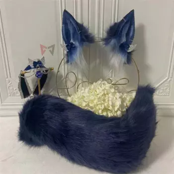 Новинка обруч для волос ручной работы LOL The Nine-Tailed Fox Ahri с ушками ожерелье с хвостом Серьги обручи для волос головной убор аксессуары для костюма для косплея