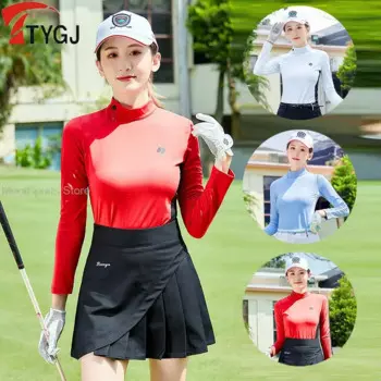 Новинка, одежда для гольфа Ttygj, осенние женские спортивные топы, дышащие быстросохнущие Стрейчевые рубашки, Женская облегающая футболка с длинным рукавом, 3 цвета
