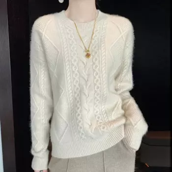 Новинка, Однотонный женский Повседневный пуловер с круглым вырезом