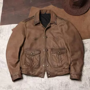 Новинка! Оптовая продажа. Роскошная натуральная кожа. Мягкая винтажная коричневая Классическая куртка из натуральной кожи. Крутая кожаная ткань