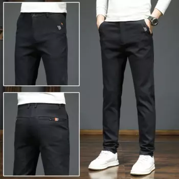 Новинка Осень 2023, деловые брюки, мужские повседневные брюки, трендовые свободные прямые брюки из ледяного шелка, Длинные мужские брюки большого размера