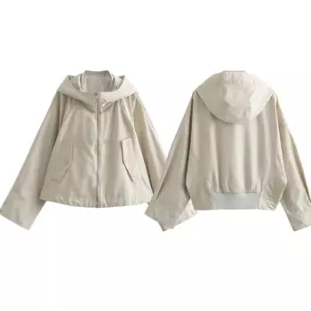 Новинка Осень 2023, повседневная куртка Withered в стиле ретро, женские топы, Британская мода, женская куртка цвета хаки с капюшоном