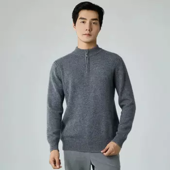 Новинка Осень-зима 100% кашемировый свитер мужской плотный пуловер с воротником средней длины с длинным рукавом кашемировый вязаный свитер на молнии