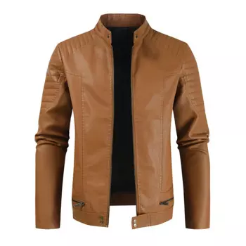 Новинка Осень-зима 2022, повседневная кожаная куртка на молнии в европейском и американском стиле, мужская повседневная кожаная куртка, пальто
