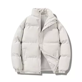 Новинка Осень-зима 2024, модная однотонная Толстая теплая куртка с хлопковой подкладкой, мужское повседневное свободное высококачественное пальто большого размера