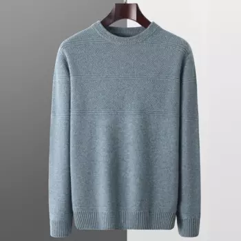 Новинка Осень-зима 2024 мужской толстый свитер из 100% чистой шерсти с круглым вырезом однотонный вязаный кашемировый свитер с длинными рукавами