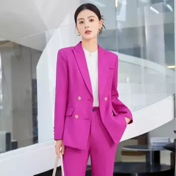 Новинка Осень-зима 2024, роскошный фиолетовый женский костюм с длинным рукавом, пальто, женские брюки, модный костюм из двух предметов