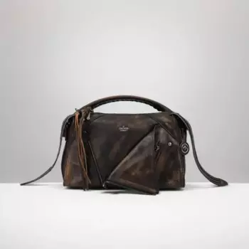 Новинка Осень/Зима 2024, сумка-поло из овечьей кожи, ручная женская сумка, ретро ретросумка через плечо на молнии