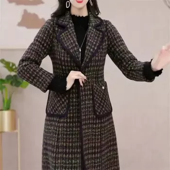 Новинка Осень-зима 2024, женское плюшевое утепленное шерстяное пальто, Женское шерстяное пальто для похудения с защитой от мяса, Модное теплое шерстяное пальто высокого качества