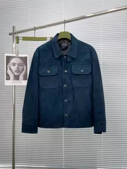 Новинка Осень-зима 2025 мужской бутик DIKU облегающий джинсовый версии овечья замша синяя Павлин Размер 48-56