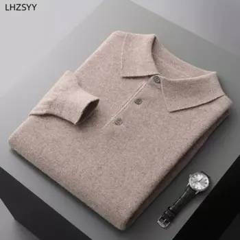 Новинка Осень-зима, кашемировый свитер LHZSYY, мужские вязаные пуловеры с воротником-поло, Повседневная рубашка, молодежная свободная Базовая рубашка большого размера