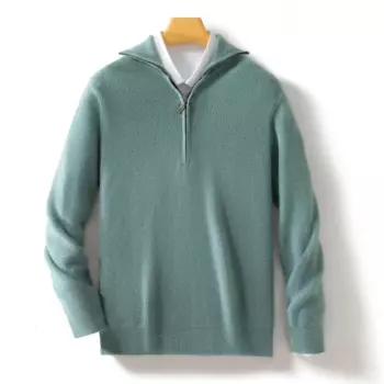 Новинка Осень-зима мужской свитер из 100% мериносовой шерсти Повседневный вязаный деловой пуловер на молнии утепленный теплый свитер с длинным рукавом