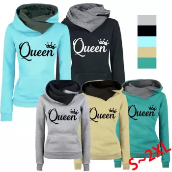 Новинка Осень-Зима Женская Повседневная Толстовка с высоким воротом и модным принтом Двухцветная Толстовка с капюшоном пуловер