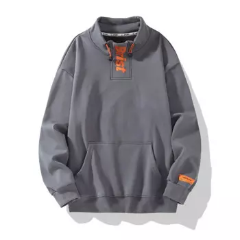 Новинка осени мужской свитер Свободная модная футболка с коротким воротником с длинными рукавами Мужская осенняя одежда пальто крутой и дикий Топ