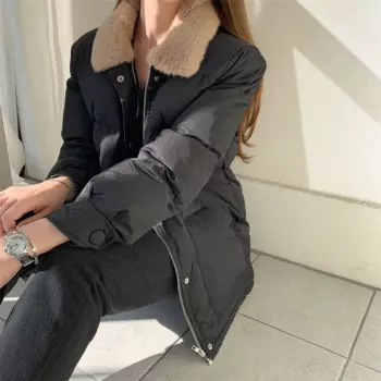 Новинка, осенне-зимняя теплая Женская пуховая куртка большого размера, пальто с хлопковой подкладкой, облегающие парки с длинным рукавом, короткое пальто, верхняя одежда WZ1608
