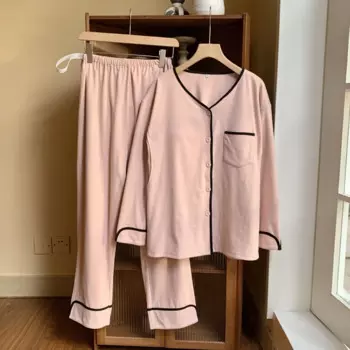 Новинка Осенняя пижама из чистого хлопка с длинным рукавом для беременных женщин Ночная рубашка для кормления грудью пижама одежда для сна