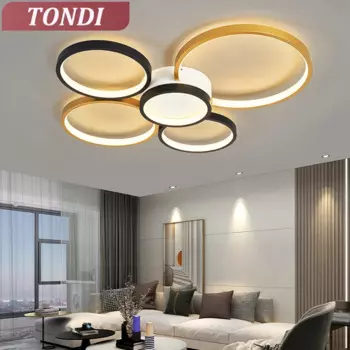 Новинка, современная лампа для потолка, черная и Золотая лампа для гостиной, спальни, кабинета, подвеска на потолок, лампа для домашнего освещения 90-260 В