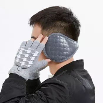 Новинка утепленные наушники Lozenge зимние наушники для мужчин утолщенные теплые водонепроницаемые модные плюшевые складные наушники из искусственной кожи