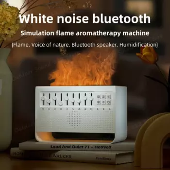 Новинка, увлажнитель воздуха с белым шумом и Bluetooth-динамиками, настольная машина для дома, большой объем тумана, имитация пламени, аппарат для ароматерапии