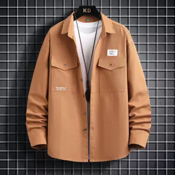 Новинка Весна 2024, стильные однотонные рубашки, высококачественная повседневная мужская рубашка с длинным рукавом, осенняя плотная рубашка, мужская рубашка большого размера