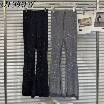 Новинка Весна 2024, узкие черные брюки для девушек в тяжелой промышленности, с высокой талией, облегающие брюки Y2k