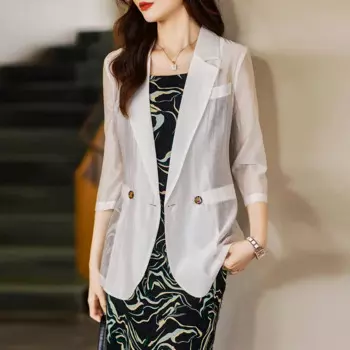 Новинка весна-лето 2023, деловой костюм, женский тонкий костюм с рукавом средней длины, солнцезащитный костюм, облегающая Рабочая одежда