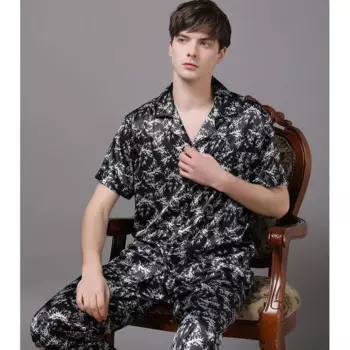 Новинка весна-лето 2023, мужская домашняя пижама для пожилых из вискозы, брюки с коротким рукавом, мужской домашний пижамный комплект большого размера