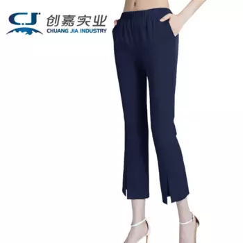 Новинка весна-лето женские расклешенные брюки с разрезом девять минут шелк тутового шелкопряда синие подвесные тонкие повседневные брюки микро-ла с высокой талией