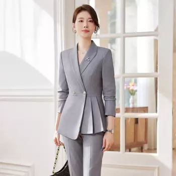 Новинка весна-осень 2024 серый Профессиональный повседневный костюм с длинным рукавом Куртка женские брюки юбка модный костюм-тройка