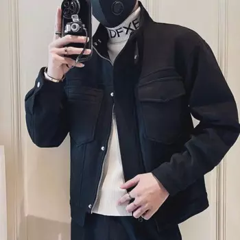 Новинка весна-осень модная рабочая одежда Pi Shuai из оленьей кожи флисовая куртка с воротником-стойкой однотонная универсальная мужская куртка