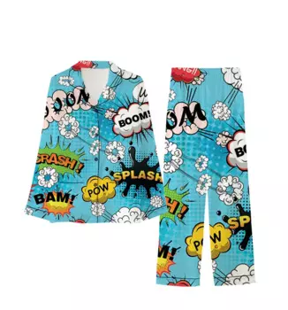 Новинка весна-осень, рубашка-поло с принтом в стиле ретро, розовая рубашка с длинным рукавом, женский домашний пижамный комплект, 2024