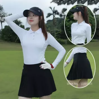 Новинка, женская рубашка-поло SG с длинным рукавом, спортивные топы на весну и осень, женские плиссированные юбки для тенниса, свободные носки с а-подкладкой, одежда для гольфа