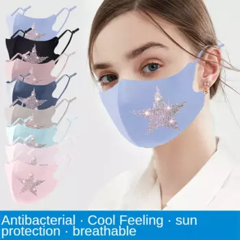 Новинка, женские маски с блестками для лица из ледяного шелка, роскошная маска для лица, моющаяся многоразовая модная маска для женщин