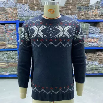 Новинка Зима 2023 мужской осенний жаккардовый свитер с круглым вырезом свитер с длинным рукавом мужской вязаный пуловер Одежда 21Q4394