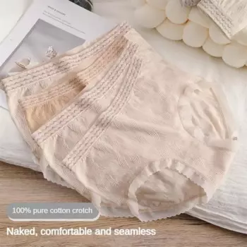 Новое бесшовное нижнее белье, женское антибактериальное нижнее белье с талией средней длины, однотонные дышащие трусы из чистого хлопка с промежностью