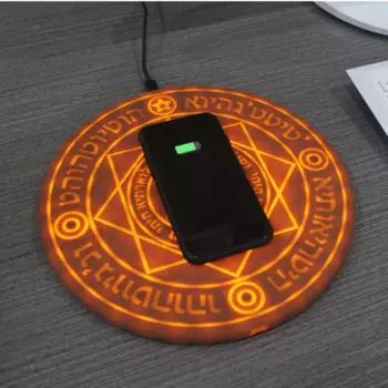 Новое круглое Беспроводное зарядное устройство Magic Circle, беспроводное зарядное устройство 10 Вт, быстрая зарядка со звуковыми эффектами.