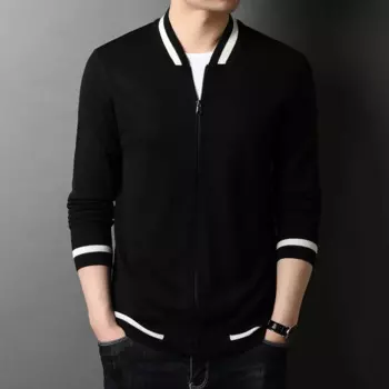 Новое поступление 2022, вязаный кардиган, мужские свитера, куртки, Модный повседневный классический мужской кардиган на молнии с Бейсбольным воротником