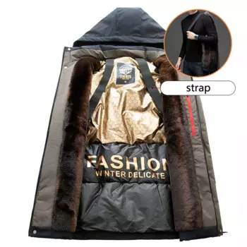 Новое поступление 2024, Теплая стеганая куртка, мужское зимнее роскошное отстегивающееся ветрозащитное пальто с капюшоном, Мужская шерстяная парка с защитой от холода