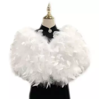 Новое поступление, элегантные белые женские маленькие шали из натуральных страусиных перьев, свадебные накидки на меху, официальная вечерняя накидка, вечерняя