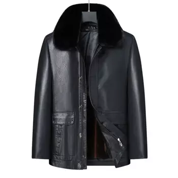 Новое поступление, большой зимний толстый мужской комплект из двух предметов с откидным воротником, кожаная стеганая куртка, большие размеры XL-6XL 7XL